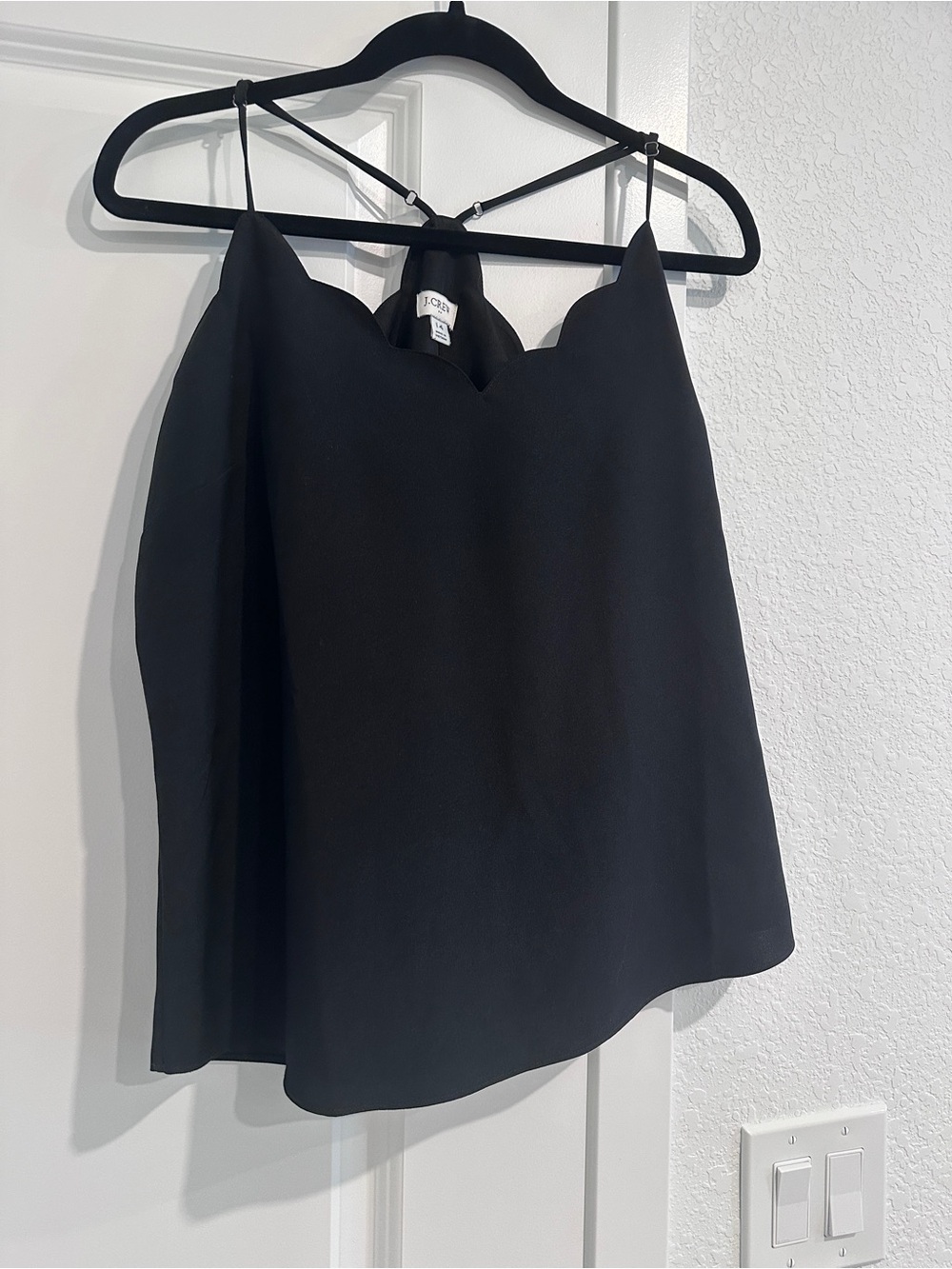 J.Crew Factory Black Scalloped Racerback Cami Top Size 14
